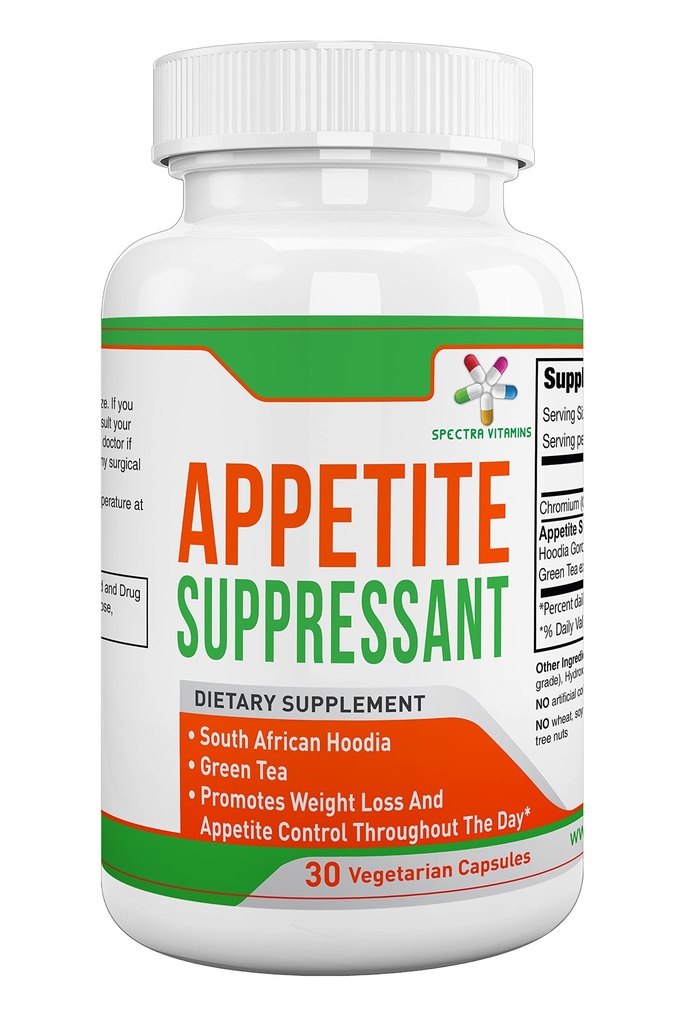 Appetite Suppressant 30 Capsules - S. African Hoodia en Green Tea Extract Control Apetite, Ondersteuning gewichtsverlies, verhoging van energie en stofwisseling, Made in USA