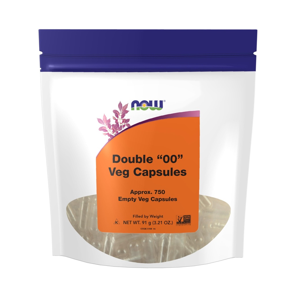 NU Voedingssupplementen, Lege Vegetarische Capsules, Dubbele "00," Gevuld op gewicht, Niet-GMO Project Geverifieerd, 750 Veg Capsules