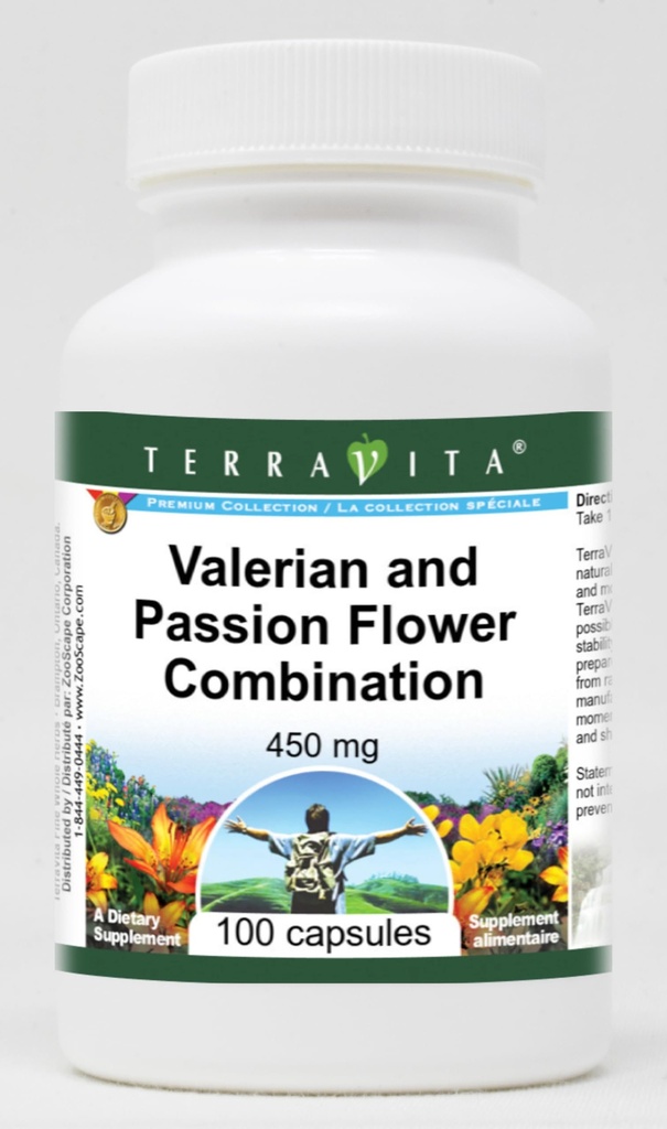 Valeriaan en passiebloem Combinatie - 450 mg (100 capsules, ZIN: 513631)