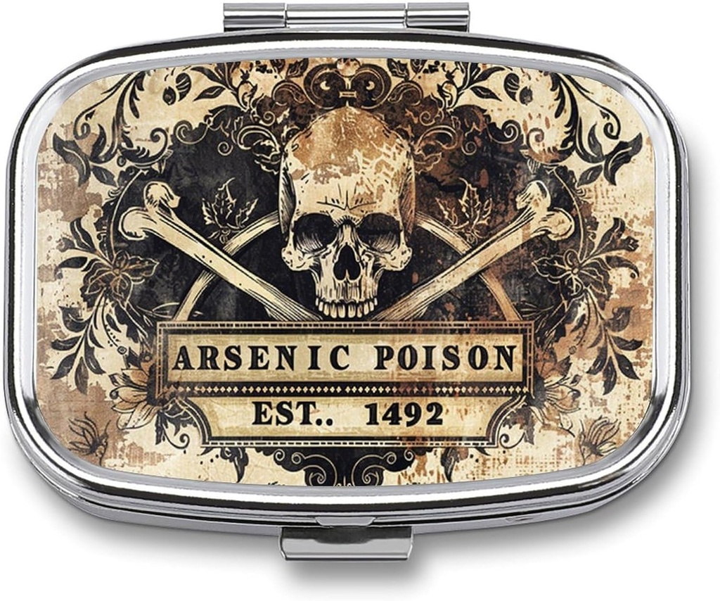 Metalen 2 Compartiment Pillen Organisator Reizen Vriendelijk Portable Compact Pill Box Cute Pill Case om vitamines vast te houden,Visolie,Supplements,Meds,Tablet voor Purse,Pocket. (1492.)