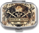 Metalen 2 Compartiment Pillen Organisator Reizen Vriendelijk Portable Compact Pill Box Cute Pill Case om vitamines vast te houden,Visolie,Supplements,Meds,Tablet voor Purse,Pocket. (1492.)