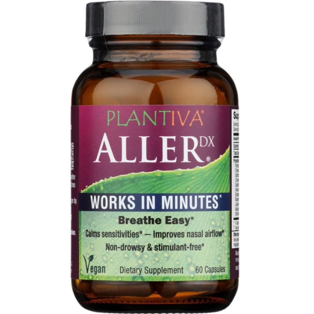 AllerDx Natural Herbal Seizoen Support Supplement - Niet-Drowsy, Stimulant Gratis, Snelwerkende Respiratory Ondersteuning - 60 Capsules