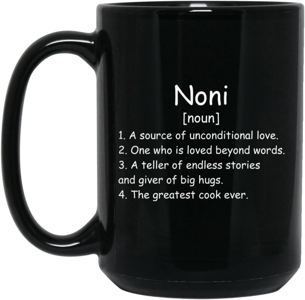 Noni Noun Coffee Mug (Zwart) - Noni Definitie Mug - Cadeau voor Noni - Verjaardagsgeschenken voor Noni - Noni Cadeaus - Moederdag Cadeau - Kerstcadeau 15oz