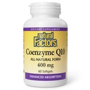 Natuurlijke factoren Co-enzym Q10 - Antioxidant Ondersteuning Supplement Ondersteunt Cellular Energy Production - Betere absorptie hulpmiddelen gezonde hartfunctie - 400 mg, 60 Softgels (60 porties)