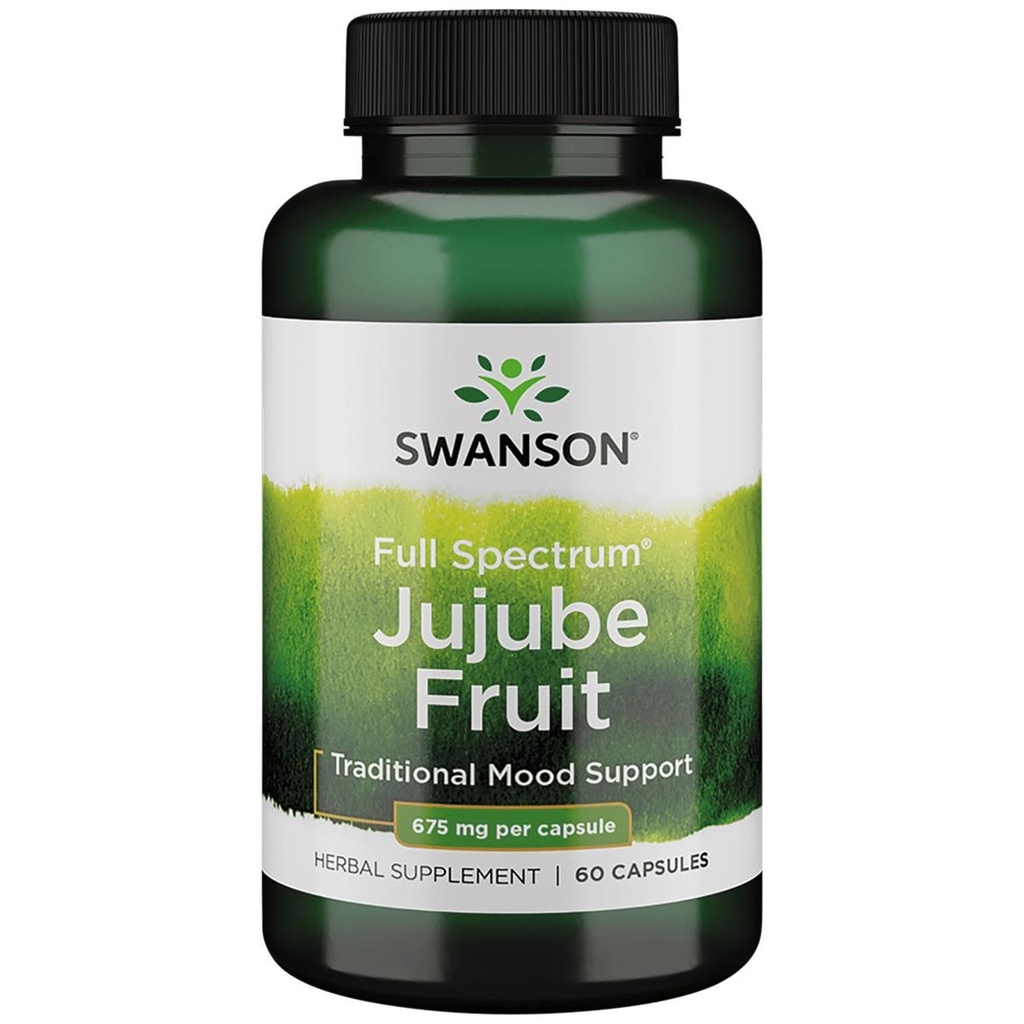 Swanson Jujube Fruit - Volledige Spectrum Herbal Supplement Promoting a Calm & Relaxed Mind - Natural Formula Supporting Stress & Support - (60 Capsules, 675mg Elk)