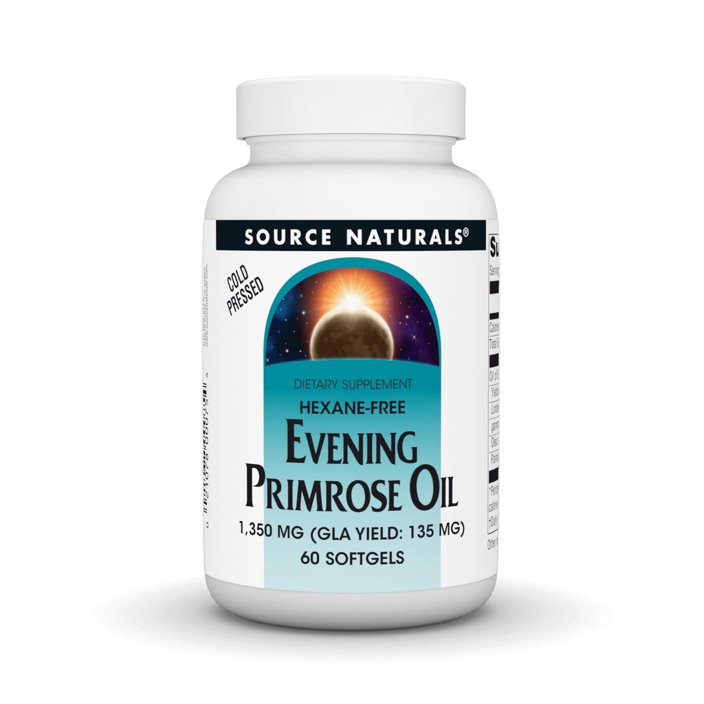 Bron Naturals Evening Primrose Oil - Hexane-Free - 1350mg - GLA Rendement: 135 mg - Koudgeperst - 60 Softgels