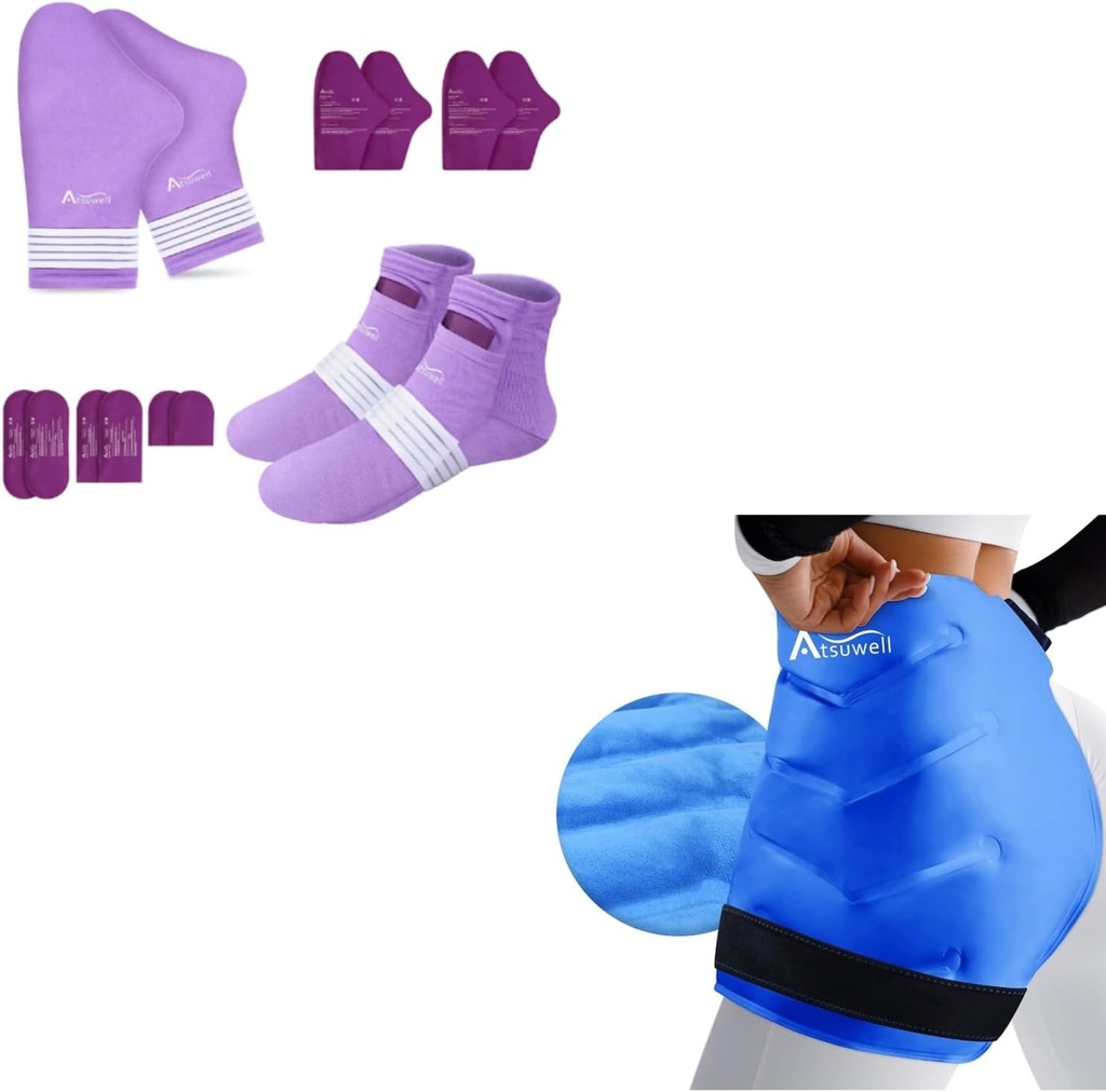 Atsuwell Chemo Handschoenen en Sokken voor Neuropathie & XL Hip Ice Pack Wrap Na Chirurgie