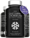 Glucosamine Chondroitin MSM met kurkuma - Hoge sterkte Joint Support Supplement voor volwassenen Mannen & vrouwen - 90 capsules - 1500mg Glucosaminesulfaat per portie