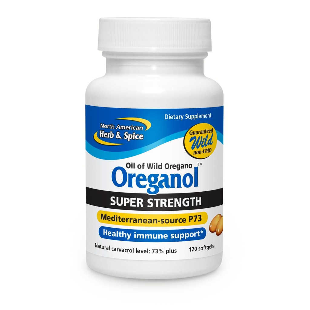 NOORD-AMERIKAANSE HERB & SPICE Super Strength Oreganol P73, 120 Softgels - Immuunsysteemondersteuning - Veganistisch Friendly Wild Oregano - Non-GMO - 120 porties