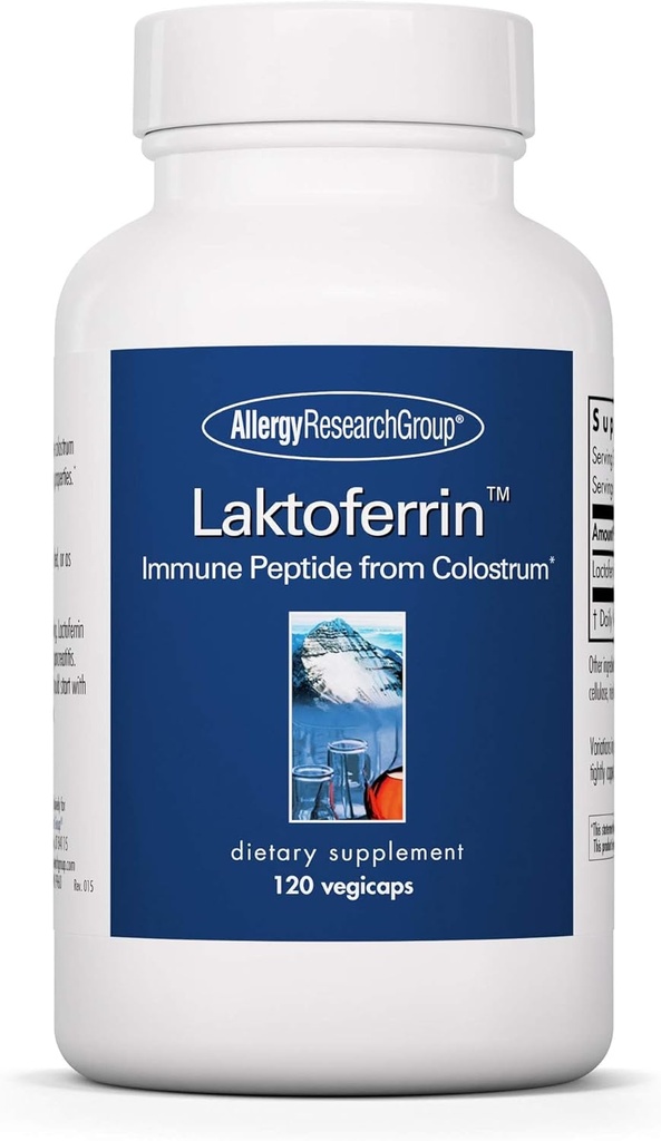 Allergie Onderzoeksgroep Laktoferrin Supplement - Lactoferrine Supplementen 350mg, Bovine Colostrum, Immune Peptide, IJzersupplementen, Vegicaps - 120 Tel.