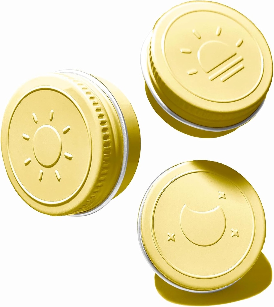 Extra kleine Single Pill Box voor Purse (3 Pack), Aluminium Schroef Top Pill Container, 3 keer per dag Portable Waterproof Single Pill Case voor Vitaminen, Visolie, Supplementen (Lichtgeel)