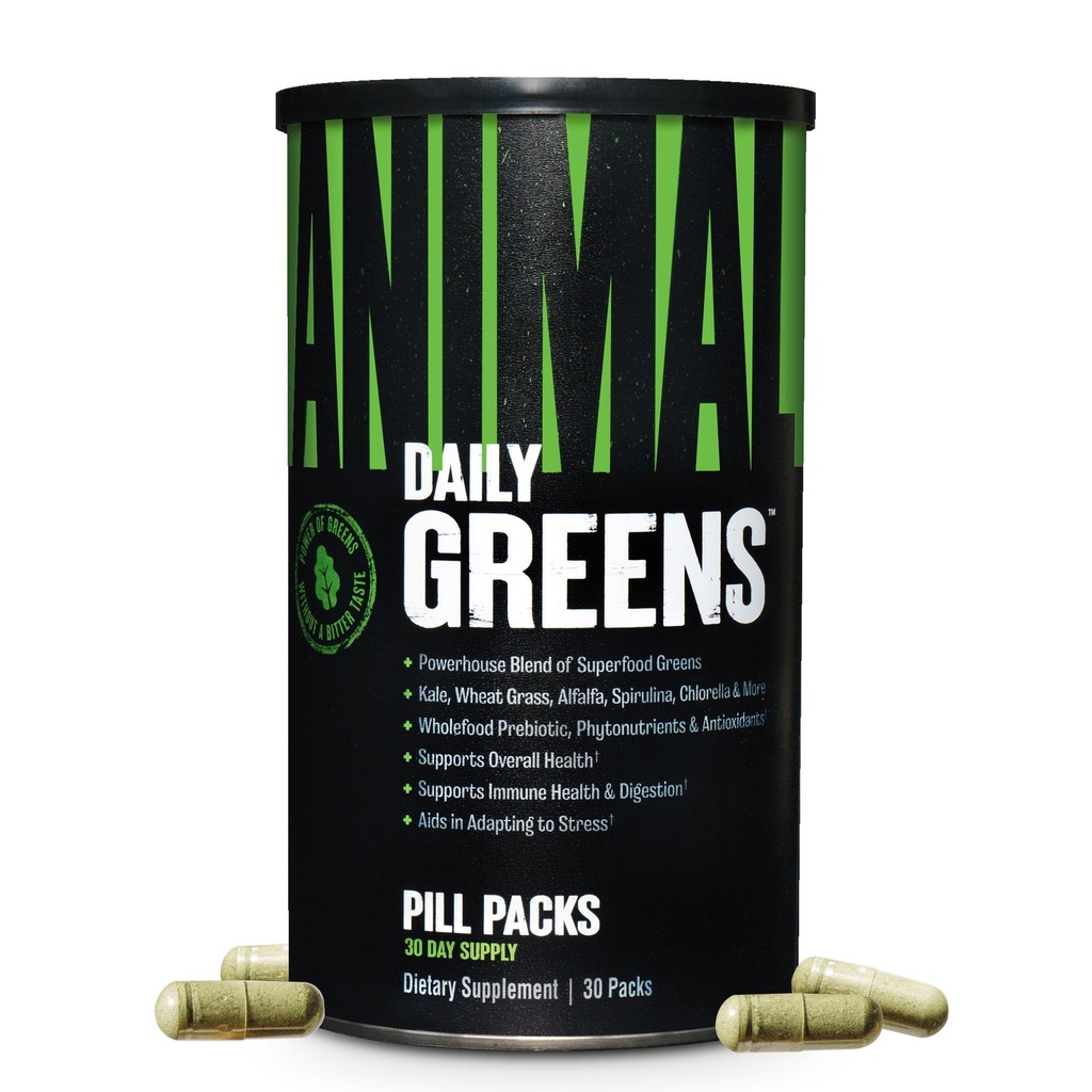 Animal Daily Greens Pill Packs - Kale, Tarwegras, Alfalfa & Meer - Handige Prebiotische en Probiotische Superfood Blend voor Superior Digestie, Gut Health, en Immuniteit voor mannen en vrouwen - 30 dagen levering