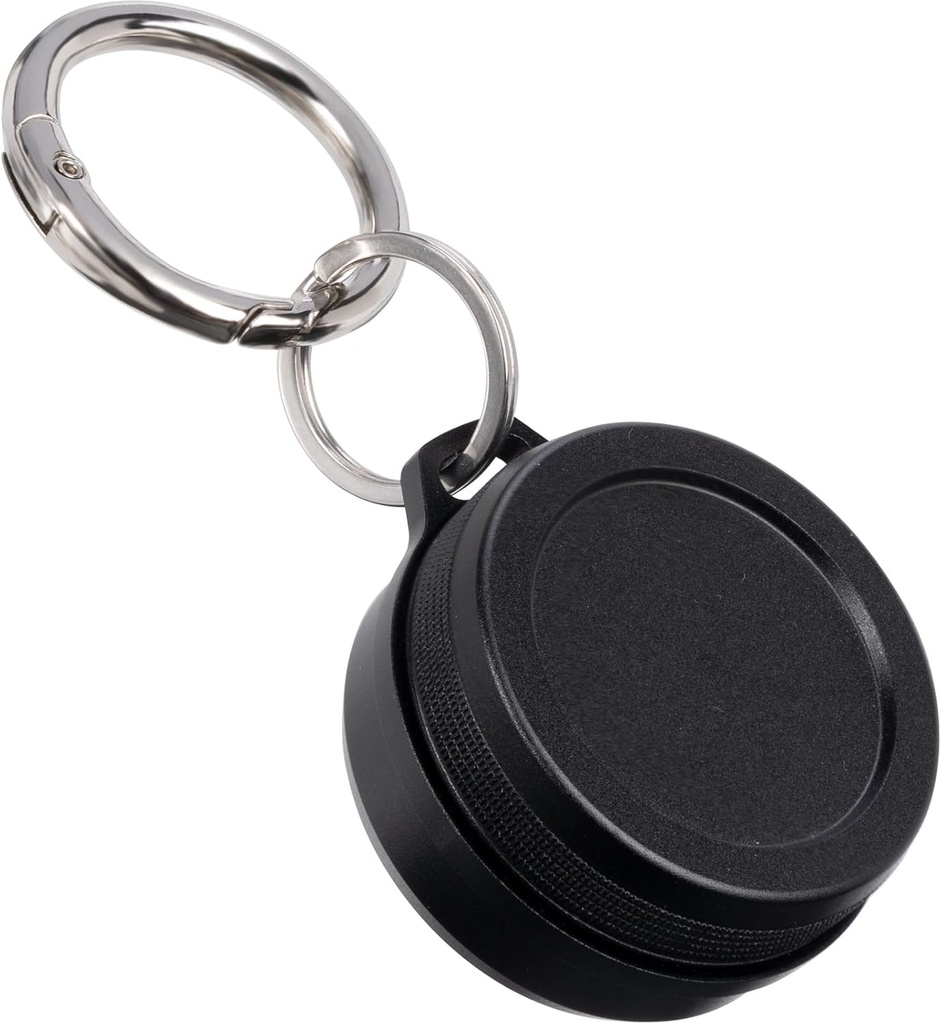Metalen draagtas - Draagbare dagelijkse reis Keychain pil houder waterdicht, kleine container voor oordoppen, pillen, munten Compatibel met lus, oorgasme & Vibes, Compacte Mini Purse Pill Case Box (zwart)