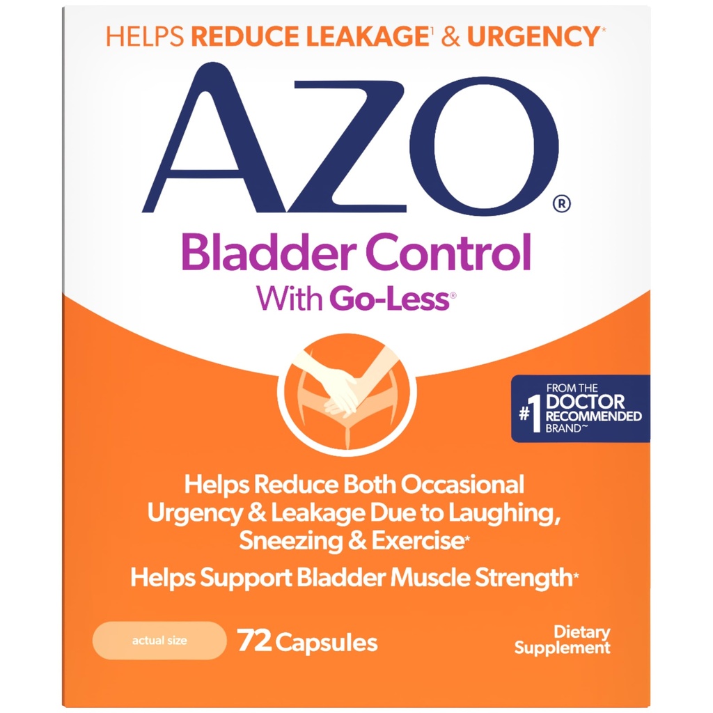 AZO Bladder Control met Go-Less Dagelijkse Supplement Helpt Verminderen Occasional Spoedeisendheid, lekkage als gevolg van lachen, niezen en oefening††† † 72 Capsules