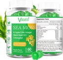 2 Pack Organic Irish Sea Moss Gummies with Black Seed Oil, Chlorofyl - Thyroid, Mood, Energy & Immune Support - Women & Men, Adult & Kid - 120 Vegan Gummies