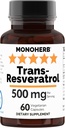 Trans Resveratrol 500 mg - 60 Veg Capsules 250 mg per capsule - Serving Size 2 Capsules: 500 mg - 30 porties