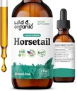 Wild & Organic Horsetail Extract Drops - Hair Skin Nails Ondersteuning - Liquid Horsetail Supplement - Herb Powder Based Tinctuur - Vegan, Sugar & Alcohol-Free - 2 fl oz