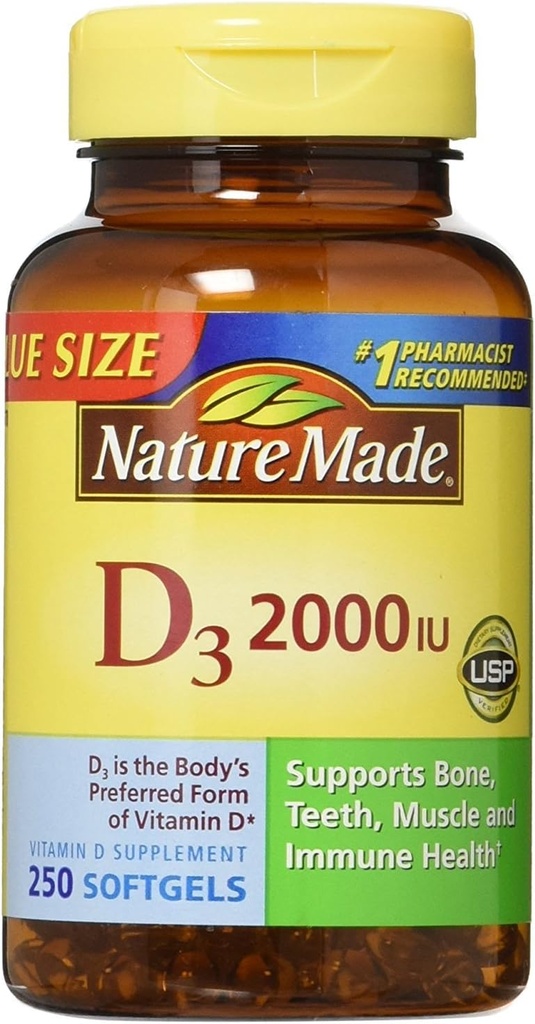 Nm Vit D 2000iu grootte 250ct natuur gemaakt vitamine D 2000iu 250ct