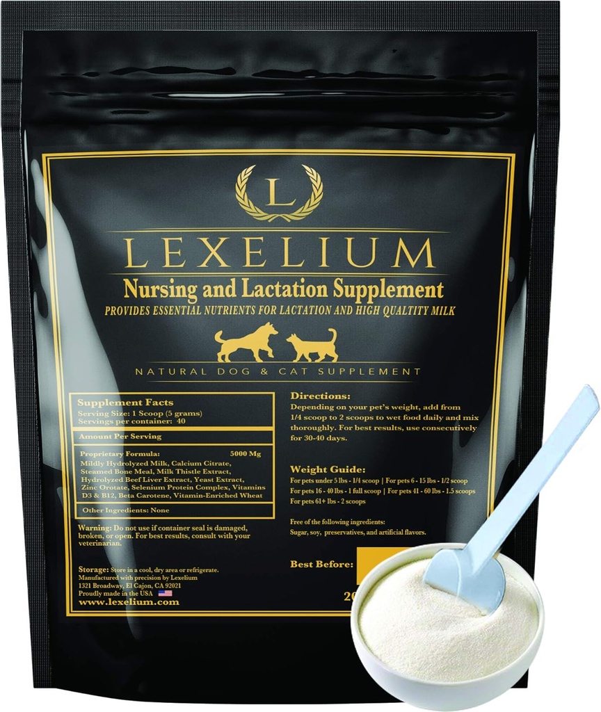 Verpleegsupplementen en vitamines voor verpleeghonden en katten - Verpleeg-, borstvoedings- en herstelsupplement voor fokkers - Spier- en geestelijke ontwikkeling voor Puppies en Kittens - 200g