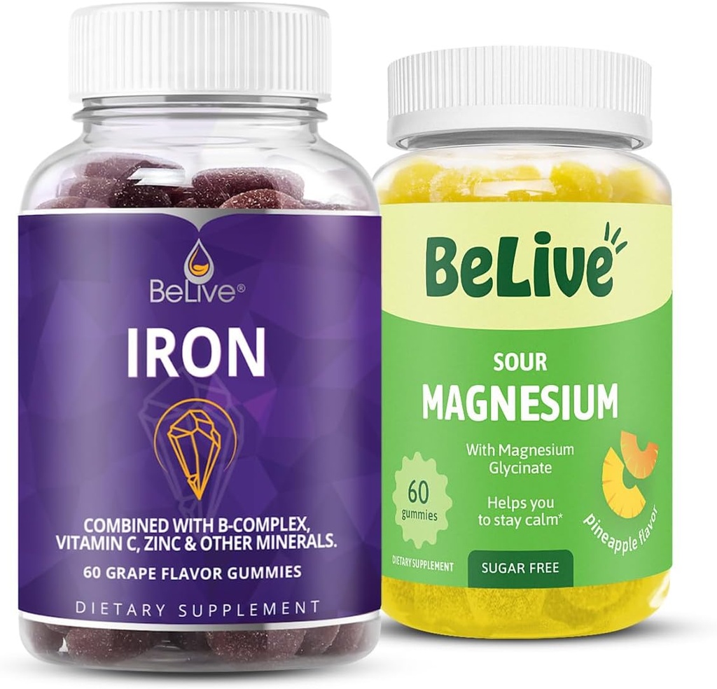 BeLive ijzer en magnesium Gummies voor bloed zuurstof, ontspanning, betere slaap
