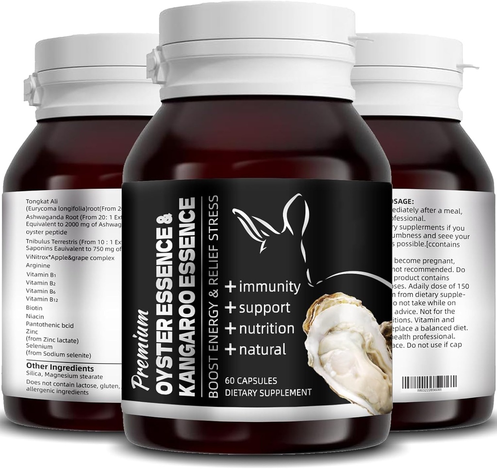 Oyster Essence en Kangaroo Essence, Oyster Extract, Oyster Supplement Peptides Capsules, Oyster Extract - Pure, voor mannen en vrouwen 
