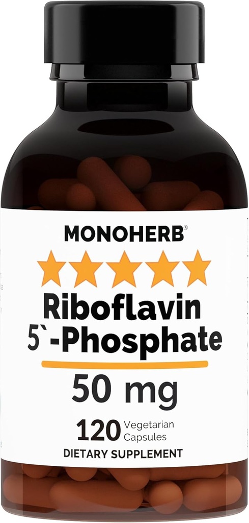 MONOHERB Riboflavine 5'-Fosphaat 50 mg - 120 Vegetarische Capsules - Bioactieve Vitamine B2