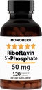 MONOHERB Riboflavine 5'-Fosphaat 50 mg - 120 Vegetarische Capsules - Bioactieve Vitamine B2