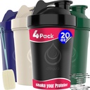 4 PACK, 20 oz Shaker flessen met Wire Whisks voor Proteïnemixen 
