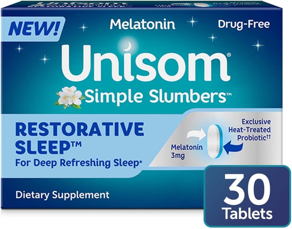 Unisom Simple Slumbers Restorative Sleep Tablets 30-Count, Melatonine 3mg