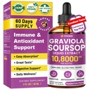 Graviola Soursop Leaf Extract Liquid - Soursop Bitters Liquid, Support Immune, Relax, Lever en Slaap, Suiker & alcoholvrij, Zeer absorberende formule, Passion Fruit smaak, 2 Fl Oz