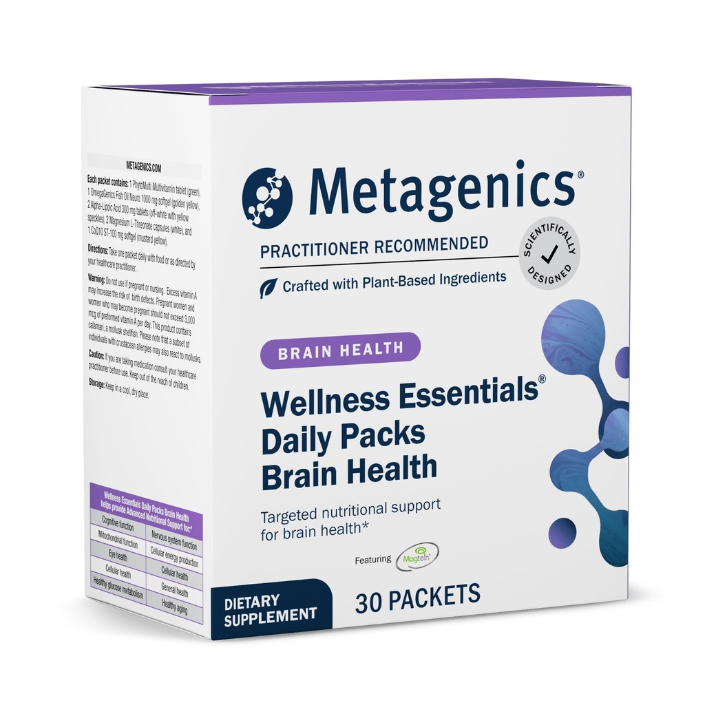 Metagenics Wellness Essentials Brain Health - Uitgebreide dagelijkse multivitamine verpakkingen* - met Alpha Lipoïnezuur, Biotine, DHA, Folaat & CoQ10 - Ondersteunt geheugen, focus & hersenfunctie* - 30 pakketten