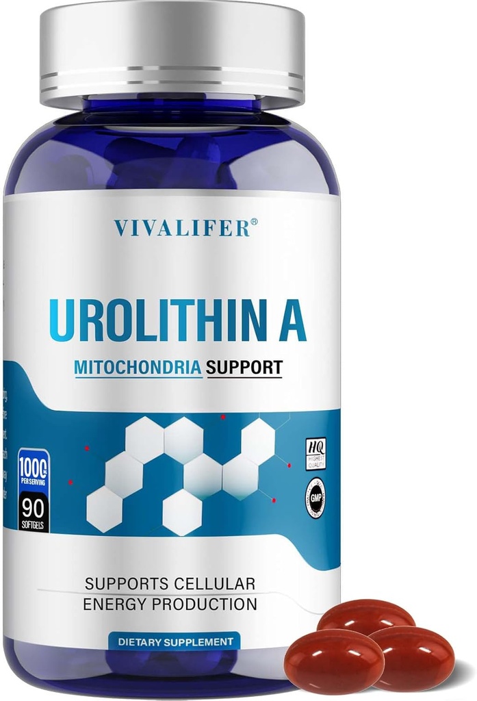 1000 MG Urolithin A Supplement, 90 Softgels Krachtige Antioxidanten voor gezonde veroudering en verbeterde Mitochondriale Ondersteuning, Cel Reparatie