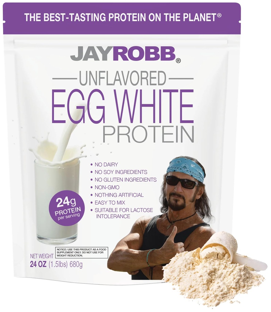 JAYROBB Ongearomatiseerde ei White Protein 24 oz, 1,5 pond zak