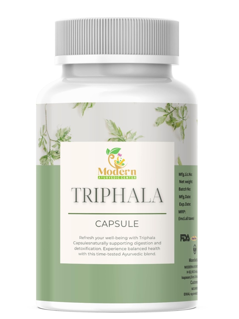 Triphala Capsules 120 voor Digestieve Ondersteuning, Immune Boost & Antioxidant Voordelen 100% Kruidenmix van Amla, Haritaki & Bibhitaki Promoot Gut Health (120 Capsule)