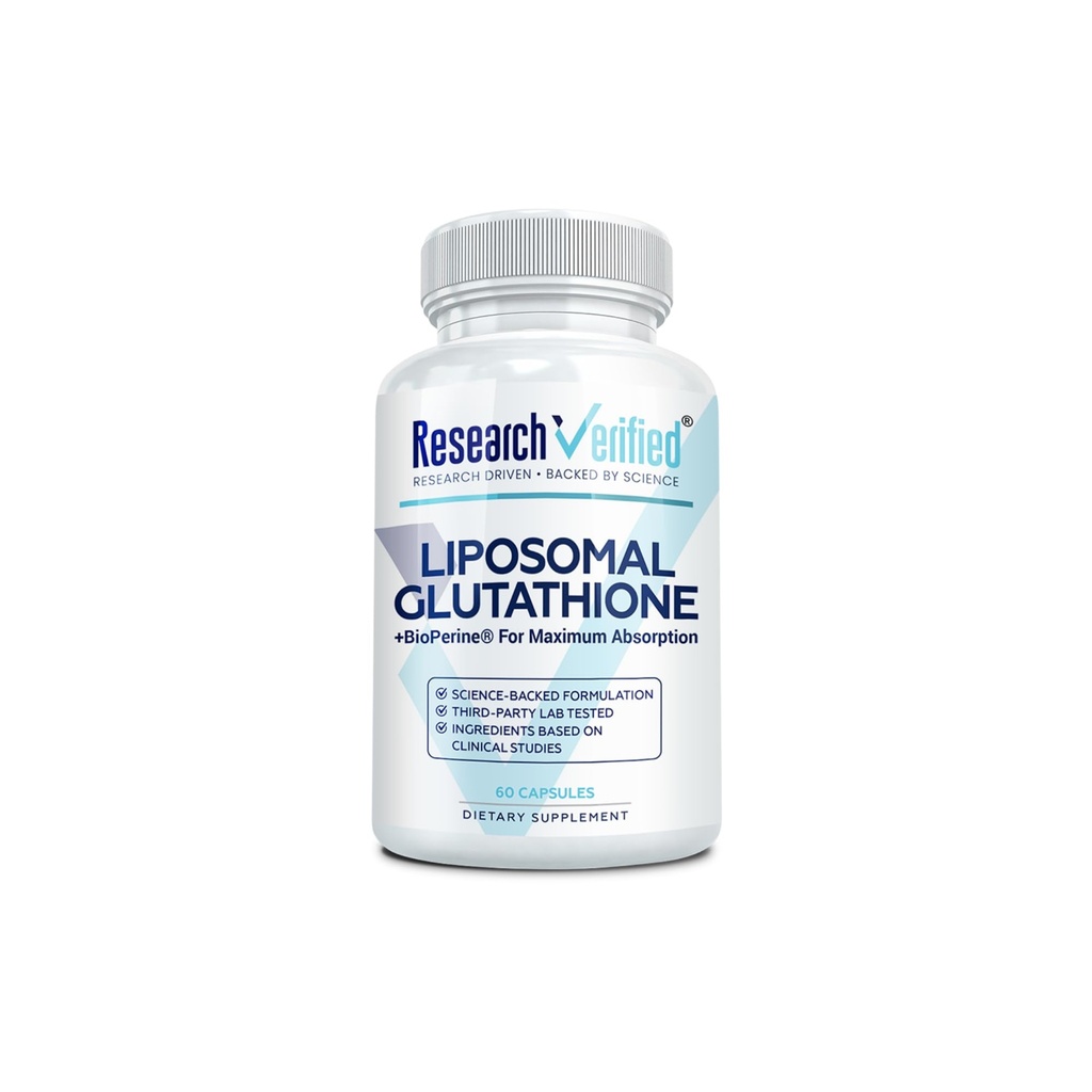 Onderzoek Verified® Glutathion - Liposomale Glutathion 500 mg met Fosfolipide complex, vitamine C, Bioperine® - 60 capsules - 1 fles