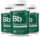 Essentiële elementen Bone Boost Health Supplement - Bone Support en calciumsupplement met vitamine D 3, K2, Cissus Quadragularis voor botsterkte - 270 capsules (90 dagen levering) (3-pack)