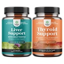 Bundel van Lever Reiniging Detox & Reparatie Formule en Herbal Thyroid Ondersteuning Complex - met Milk Thistle Dandelion Root Kurkuma en Artichoke Extract - Mood Enhancer Energie Supplement voor Thyroid Health