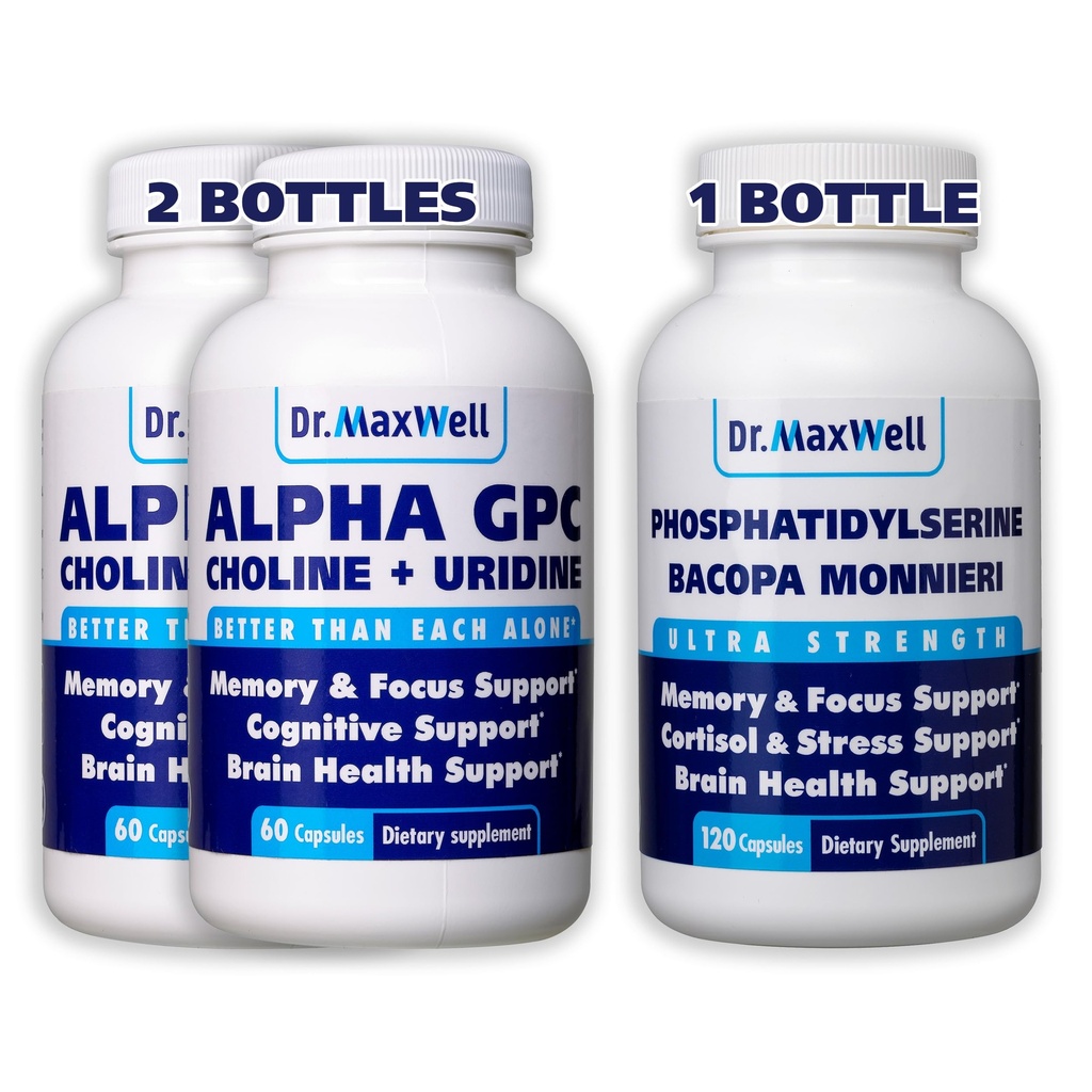 Alpha GPC & Uridine 2X 60 Capsules + Fosfatidylserine & Bacopa 1x 120 Capsules, 2 maanden Levering