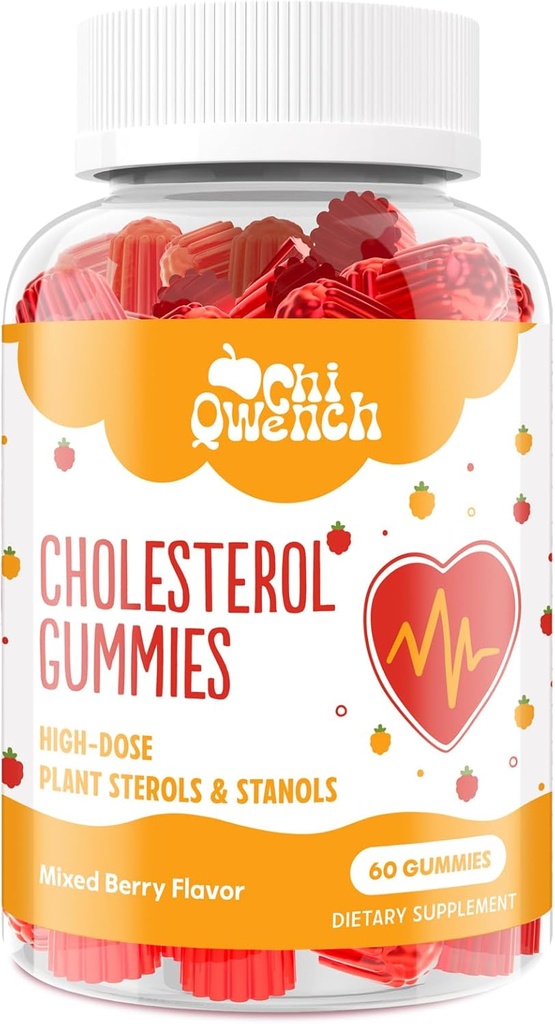 Cholesterol Supplementen met 1500 Mg Plant Sterolen & Stanols, Cholesterol Ondersteuning Gummies, Cholesterol Complex Gummies, Onderhoudt Normale Niveaus, Gemengde Berry Smaak, 60 Tellen
