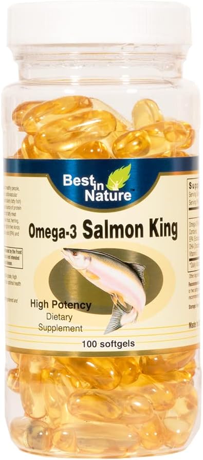Omega-3 Zalm King Fish Oil 1000mg 100softgels - hoge Potency EPA/DHA. Omega-3 vetzuren