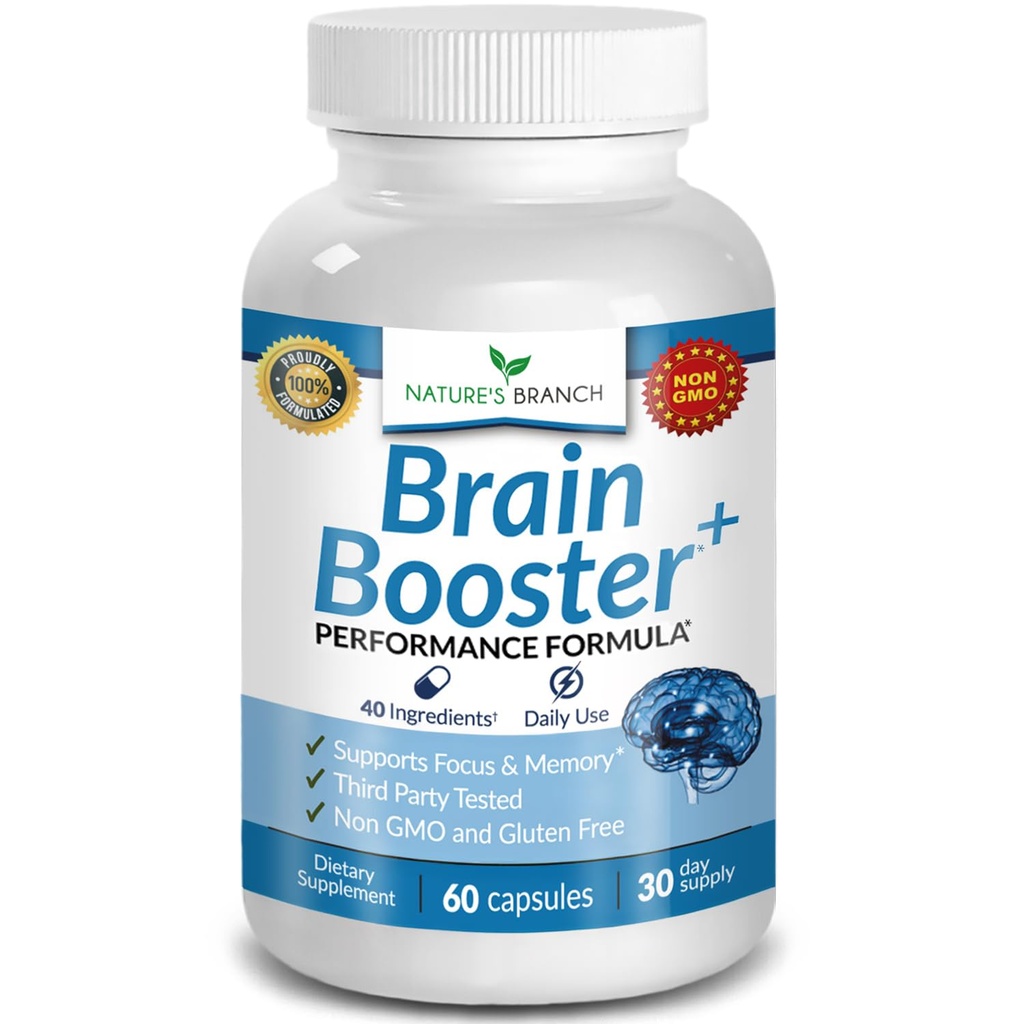40-in-1 Brain Booster Supplement voor Focus, Geheugen, Helderheid, Energie Geavanceerde Vitaminen Plus eBook 