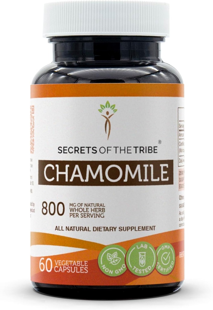 Geheimen van de stam kamille 60 capsules, 800 mg, kamille (Matricaria Recutita) Gedroogde bloem (60 capsules)
