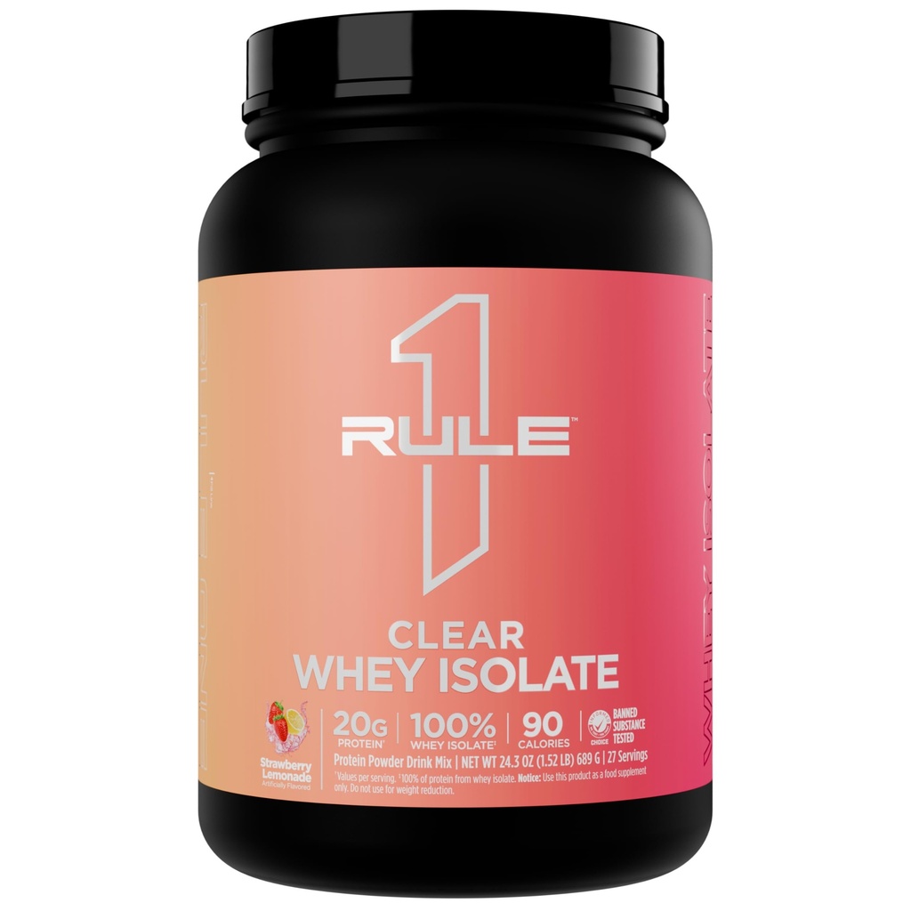 Artikel 1 Clear Whey Isolate - 20g All-whey Isolaat Proteïne, Meer dan 9g EAA's, 300mg Electrolyte Minerals, 90 Calorieën, Licht, Crisp, en verfrissende smaak (27 Serves, Aardbei Lemonade)