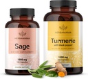 HERBAMAMA Sage en Kurkuma Kit - bundel van 1000 mg Sage Leaf & Turmeric Curcumin Capsules - Vegan, Non-GMO, Gelatine-Free - 2 Pack