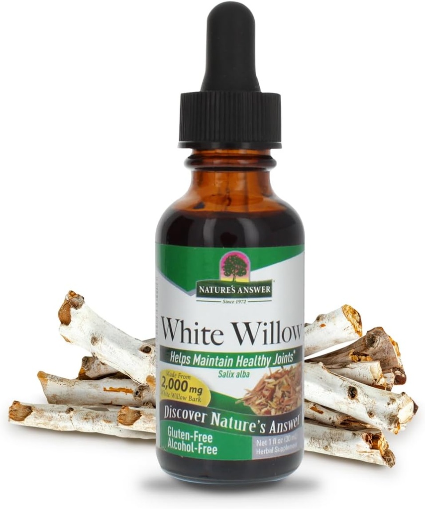 Natuur Antwoord White Willow Bark Extract 1 Ounce - Alcoholvrij, Niet GGO, Glutenvrij, Vegetarisch - Dagelijks supplement voor gezamenlijke ondersteuning en functie - Made in The USA, Biologische Witte Wilg Bark