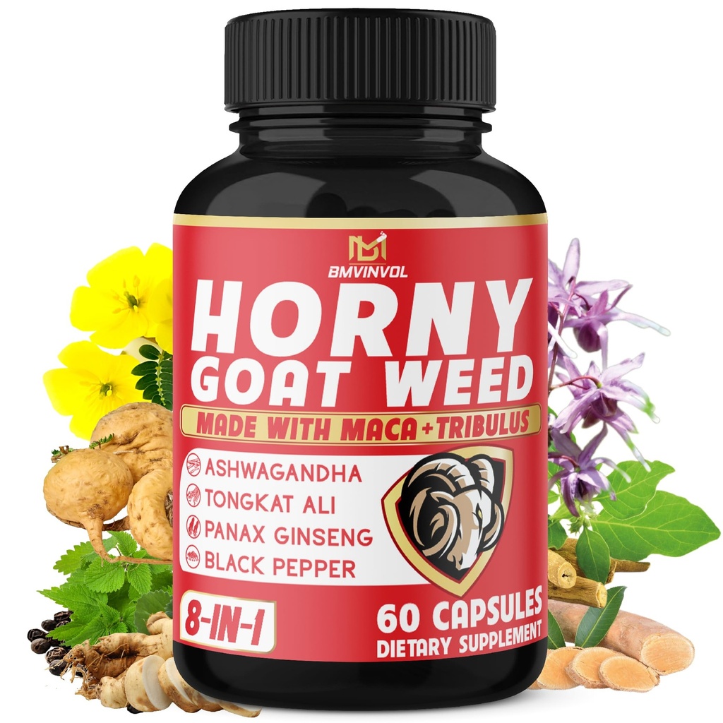 BMVINVOL Geile Geit Weed Capsules met Tribulus, Ginseng, Ashwagandha, Maca, Tongkat Ali, Nettle, Black Pepper - 60 Tellen