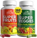 Country Farms Fruit en groenten Supplement, 180 Fruit en 180 Veggie Capsules, Groenen en rood Verpakt met Superfoods, Krachtige Antioxidanten, 60 porties