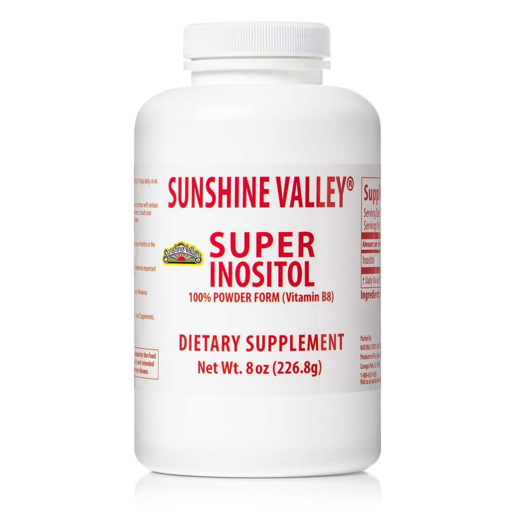 Sunshine Valley® Super Inositol, Vitamine B8 Poederd Dieetsupplement, Natuurlijke PCOS Vruchtbaarheid Supplement, Hormonale Balance & gezonde ovariële functie ondersteuning - 8oz
