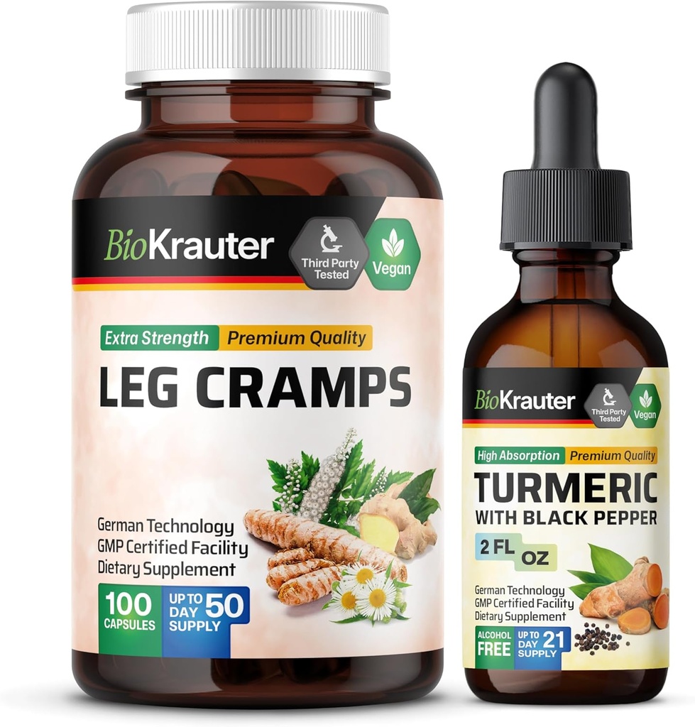 Leg Cramps 100 Capsules en Kurkuma Tinctuur 2 Fl. Oz.