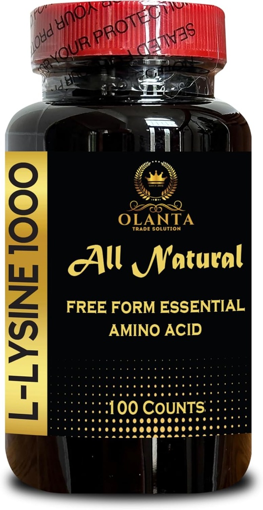 L-LYSINE 1000 mg Vrije vorm Aminozuur Essentieel - Pure L-Lysine Supplement voor Eye Lip Collageen Synthese en Immuun Ondersteuning Stikstofbalans Spierherstel - 1 Fles 100 Tellingen